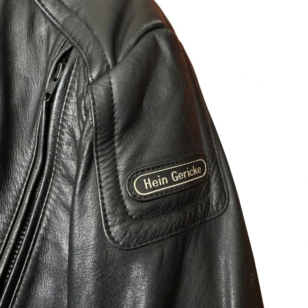 Hein Gericke Echt Leder VTG Black Leather Motorcycle Jacket 44 Lined Vented Pads